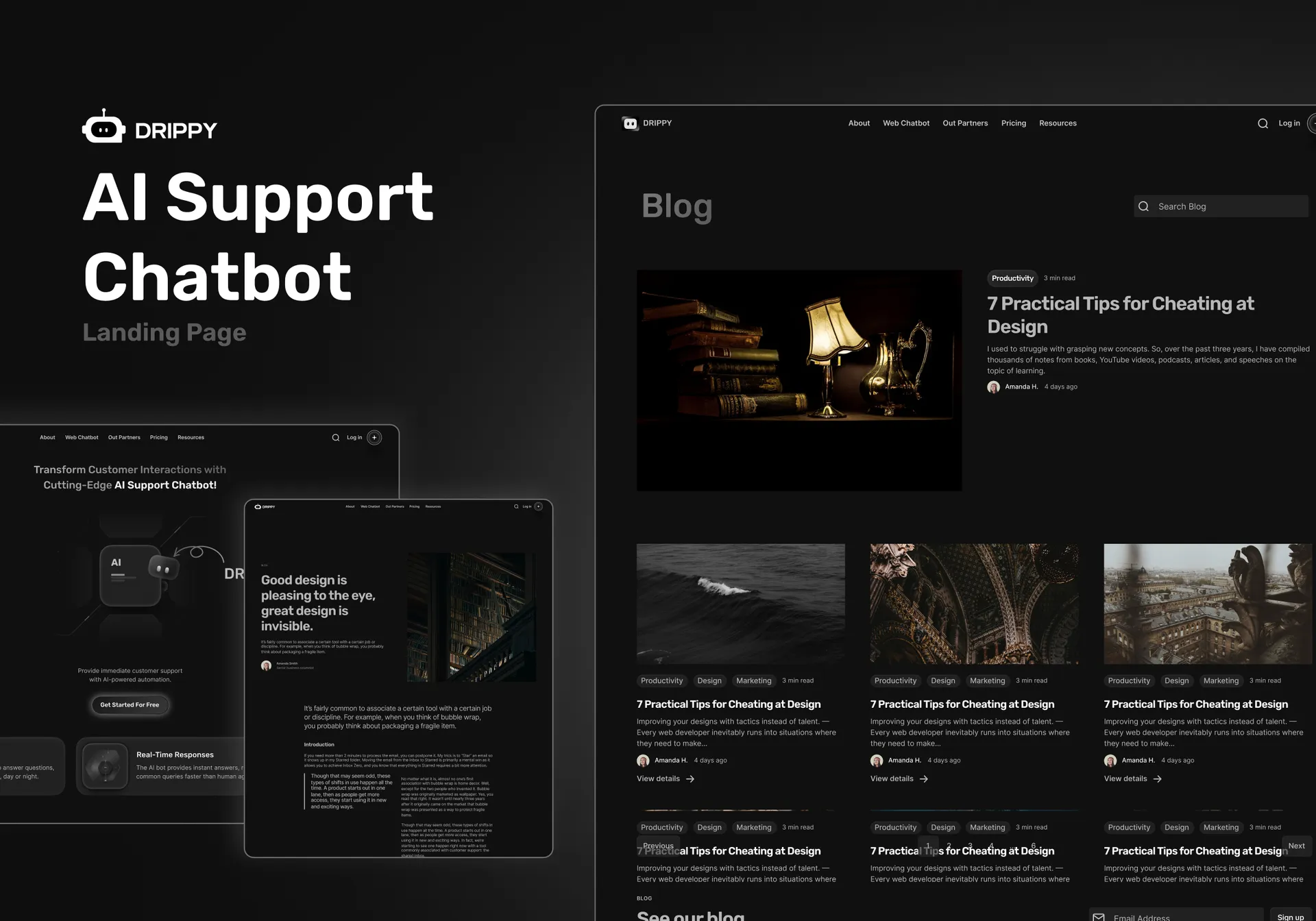 Drippy — AI Support Chatbot SaaS Website Design